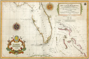 Spanish Map of Florida and the Bahamas, 1805